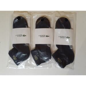 Lacoste Unisex Short Cotton Sport Socks x 3 Navy Blue/Grey Chine 9.5-12.5 L